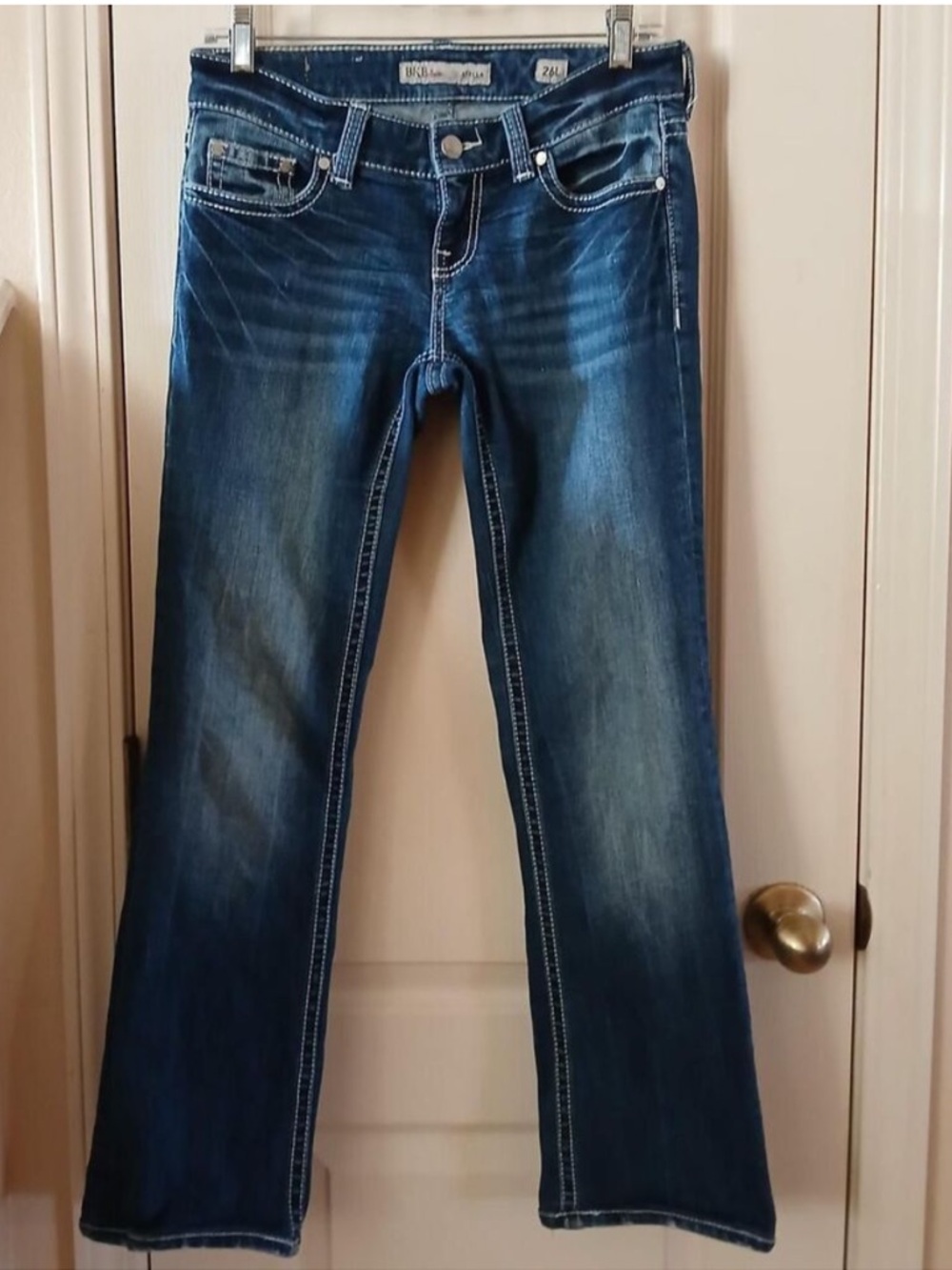 BKE Stella Mid-Rise low rise Bootcut Jeans in Dark wash Blue denim size 26